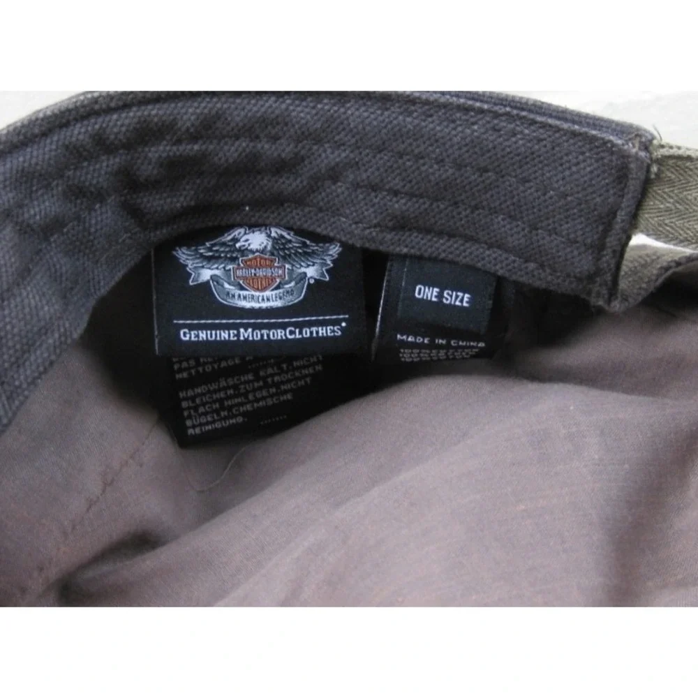 Harley Davidson Canvas Cadet Cap Short Bill Baseball Hat Adjustable Strapback